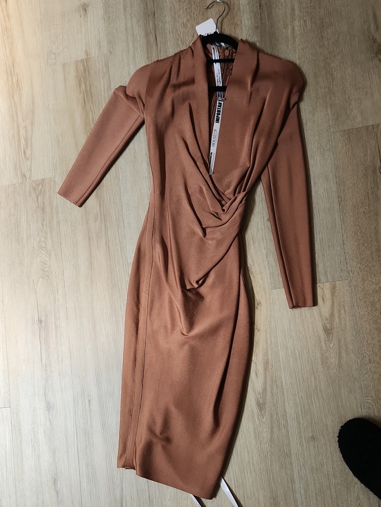 House of CB Dresses & Skirts - House of CB Copper Rust Draped Midi Dress
